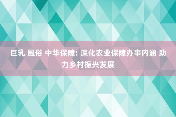 巨乳 風俗 中华保障: 深化农业保障办事内涵 助力乡村振兴发展