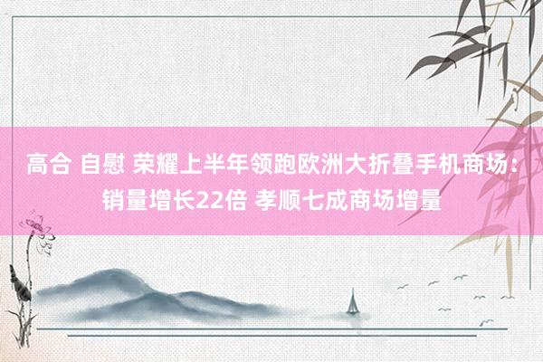 高合 自慰 荣耀上半年领跑欧洲大折叠手机商场：销量增长22倍 孝顺七成商场增量