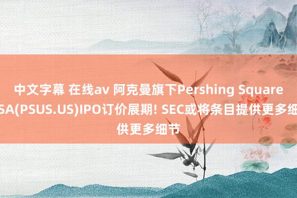 中文字幕 在线av 阿克曼旗下Pershing Square USA(PSUS.US)IPO订价展期! SEC或将条目提供更多细节