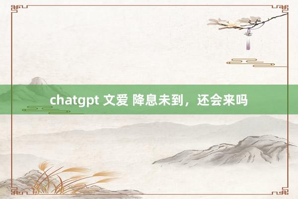 chatgpt 文爱 降息未到，还会来吗