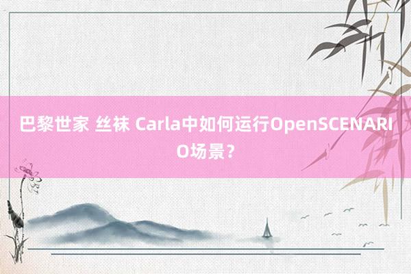 巴黎世家 丝袜 Carla中如何运行OpenSCENARIO场景？