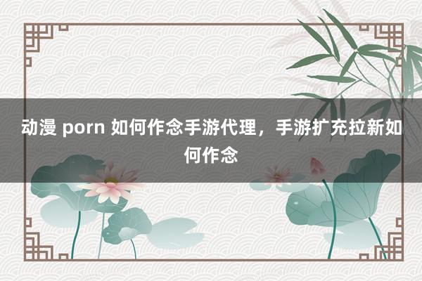 动漫 porn 如何作念手游代理，手游扩充拉新如何作念