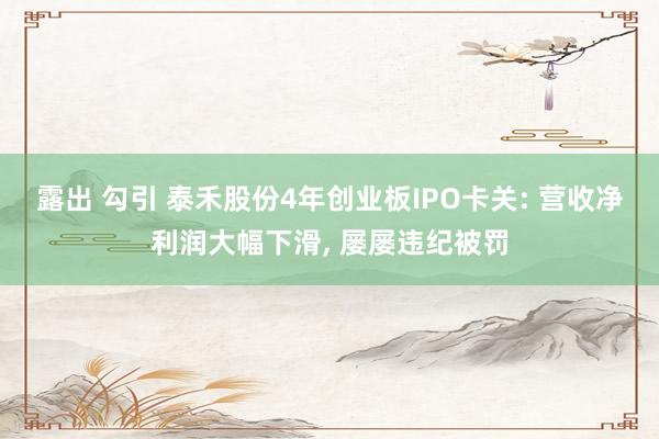 露出 勾引 泰禾股份4年创业板IPO卡关: 营收净利润大幅下滑, 屡屡违纪被罚