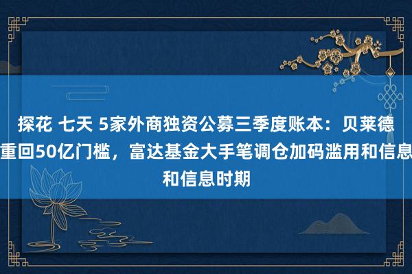 探花 七天 5家外商独资公募三季度账本：贝莱德范围重回50亿门槛，富达基金大手笔调仓加码滥用和信息时期