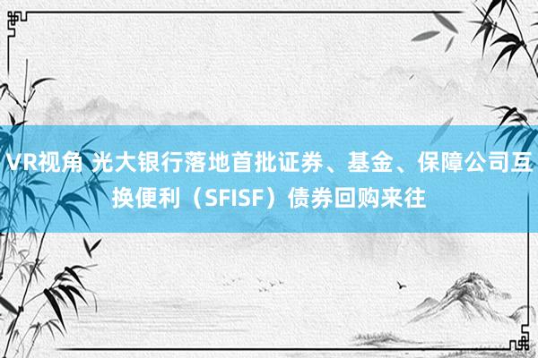 VR视角 光大银行落地首批证券、基金、保障公司互换便利（SFISF）债券回购来往