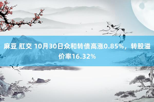 麻豆 肛交 10月30日众和转债高涨0.85%，转股溢价率16.32%