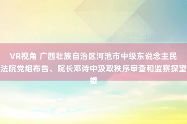 VR视角 广西壮族自治区河池市中级东说念主民法院党组布告、院长邓诗中汲取秩序审查和监察探望