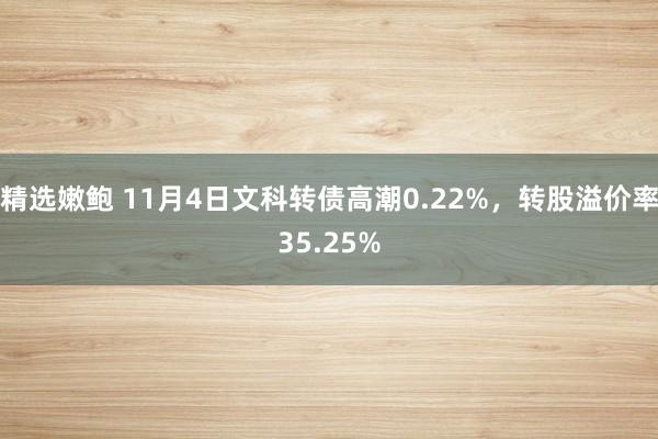 精选嫩鲍 11月4日文科转债高潮0.22%，转股溢价率35.25%