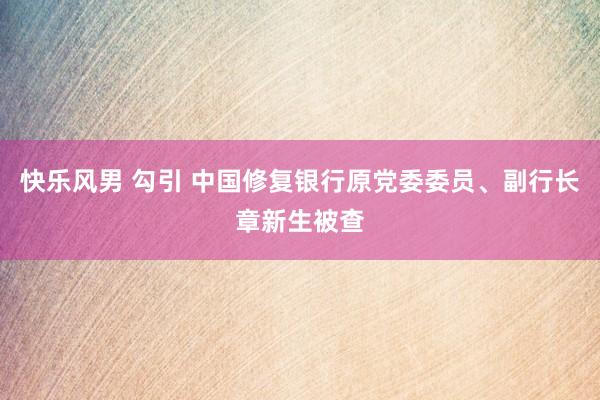 快乐风男 勾引 中国修复银行原党委委员、副行长章新生被查