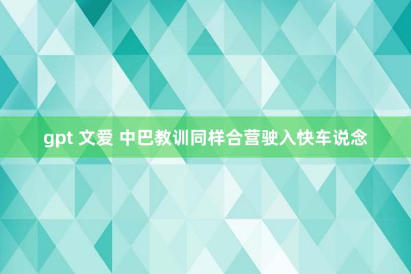 gpt 文爱 中巴教训同样合营驶入快车说念