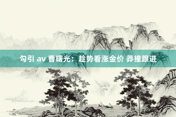 勾引 av 曹曙光：趁势看涨金价 莽撞跟进