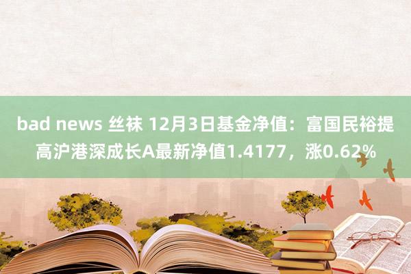 bad news 丝袜 12月3日基金净值：富国民裕提高沪港深成长A最新净值1.4177，涨0.62%