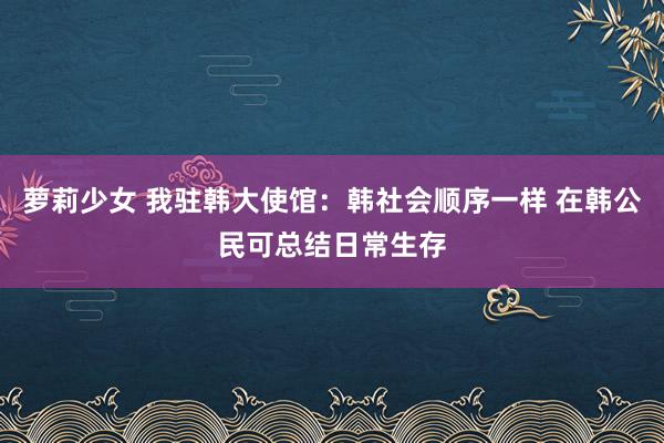 萝莉少女 我驻韩大使馆：韩社会顺序一样 在韩公民可总结日常生存