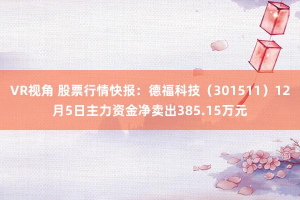 VR视角 股票行情快报：德福科技（301511）12月5日主力资金净卖出385.15万元