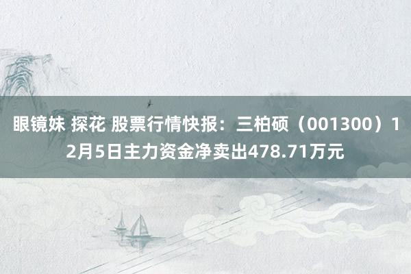 眼镜妹 探花 股票行情快报：三柏硕（001300）12月5日主力资金净卖出478.71万元