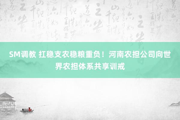 SM调教 扛稳支农稳粮重负！河南农担公司向世界农担体系共享训戒