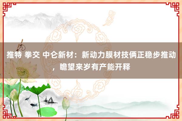 推特 拳交 中仑新材：新动力膜材技俩正稳步推动，瞻望来岁有产能开释