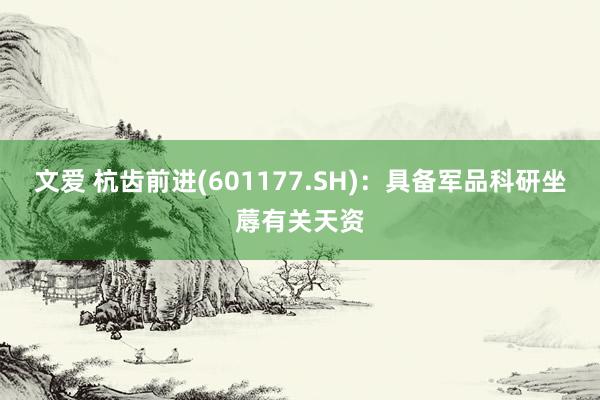 文爱 杭齿前进(601177.SH)：具备军品科研坐蓐有关天资