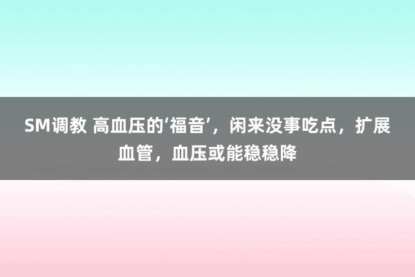 SM调教 高血压的‘福音’，闲来没事吃点，扩展血管，血压或能稳稳降