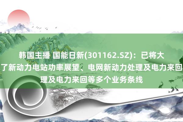 韩国主播 国能日新(301162.SZ)：已将大模子技能运用在了新动力电站功率展望、电网新动力处理及电力来回等多个业务条线