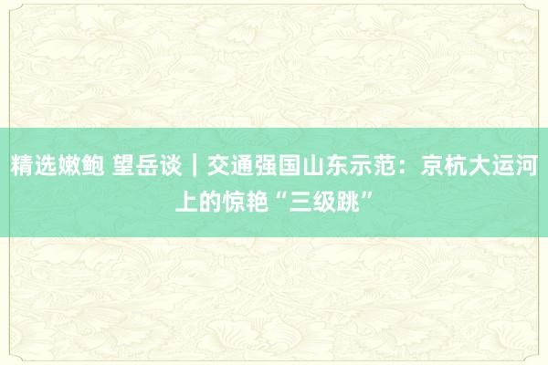 精选嫩鲍 望岳谈｜交通强国山东示范：京杭大运河上的惊艳“三级跳”