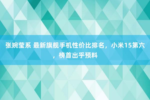 张婉莹系 最新旗舰手机性价比排名，小米15第六，榜首出乎预料