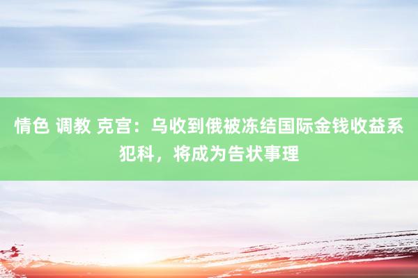 情色 调教 克宫：乌收到俄被冻结国际金钱收益系犯科，将成为告状事理