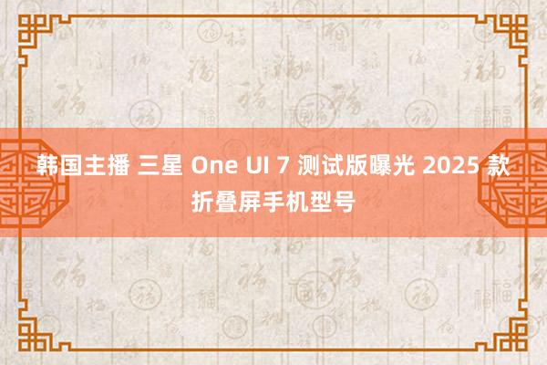 韩国主播 三星 One UI 7 测试版曝光 2025 款折叠屏手机型号