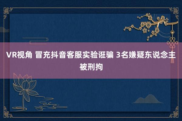 VR视角 冒充抖音客服实验诳骗 3名嫌疑东说念主被刑拘