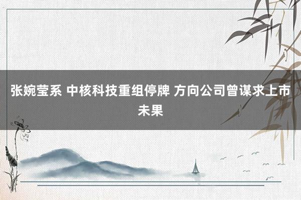 张婉莹系 中核科技重组停牌 方向公司曾谋求上市未果