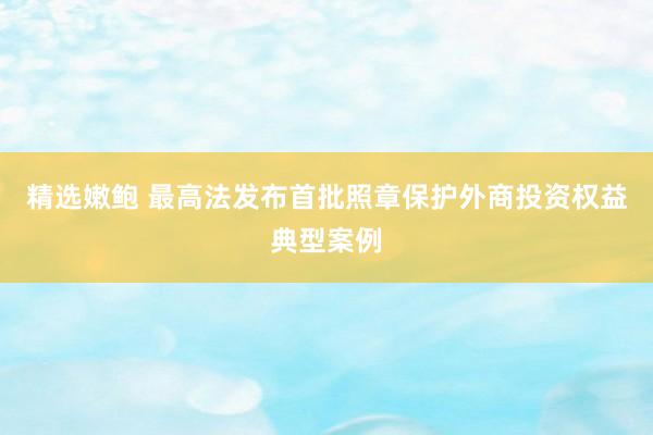 精选嫩鲍 最高法发布首批照章保护外商投资权益典型案例