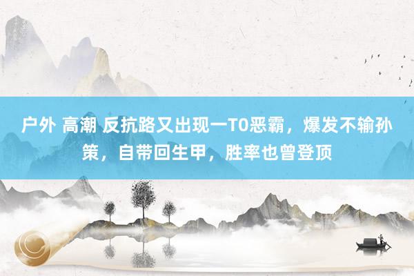 户外 高潮 反抗路又出现一T0恶霸，爆发不输孙策，自带回生甲，胜率也曾登顶