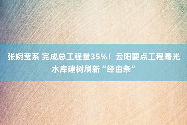 张婉莹系 完成总工程量35%！云阳要点工程曙光水库建树刷新“经由条”