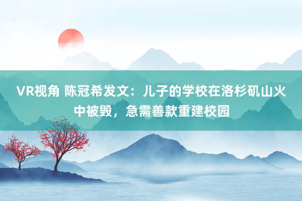 VR视角 陈冠希发文：儿子的学校在洛杉矶山火中被毁，急需善款重建校园